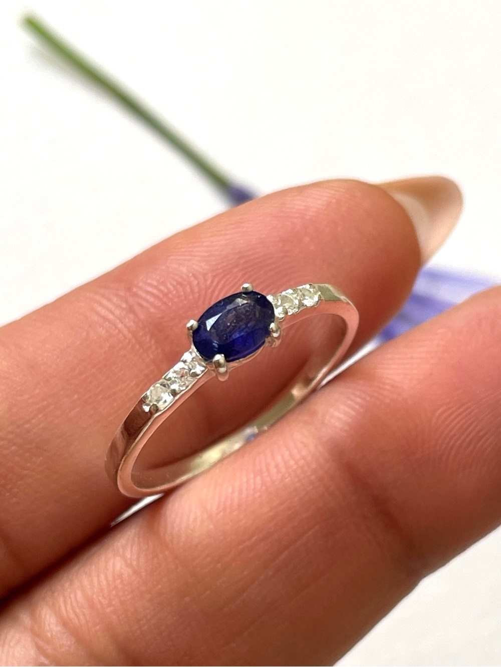 Natural Blue Sapphire Ring: 925 Sterling Silver, “Royal Delicacies” US 5-9